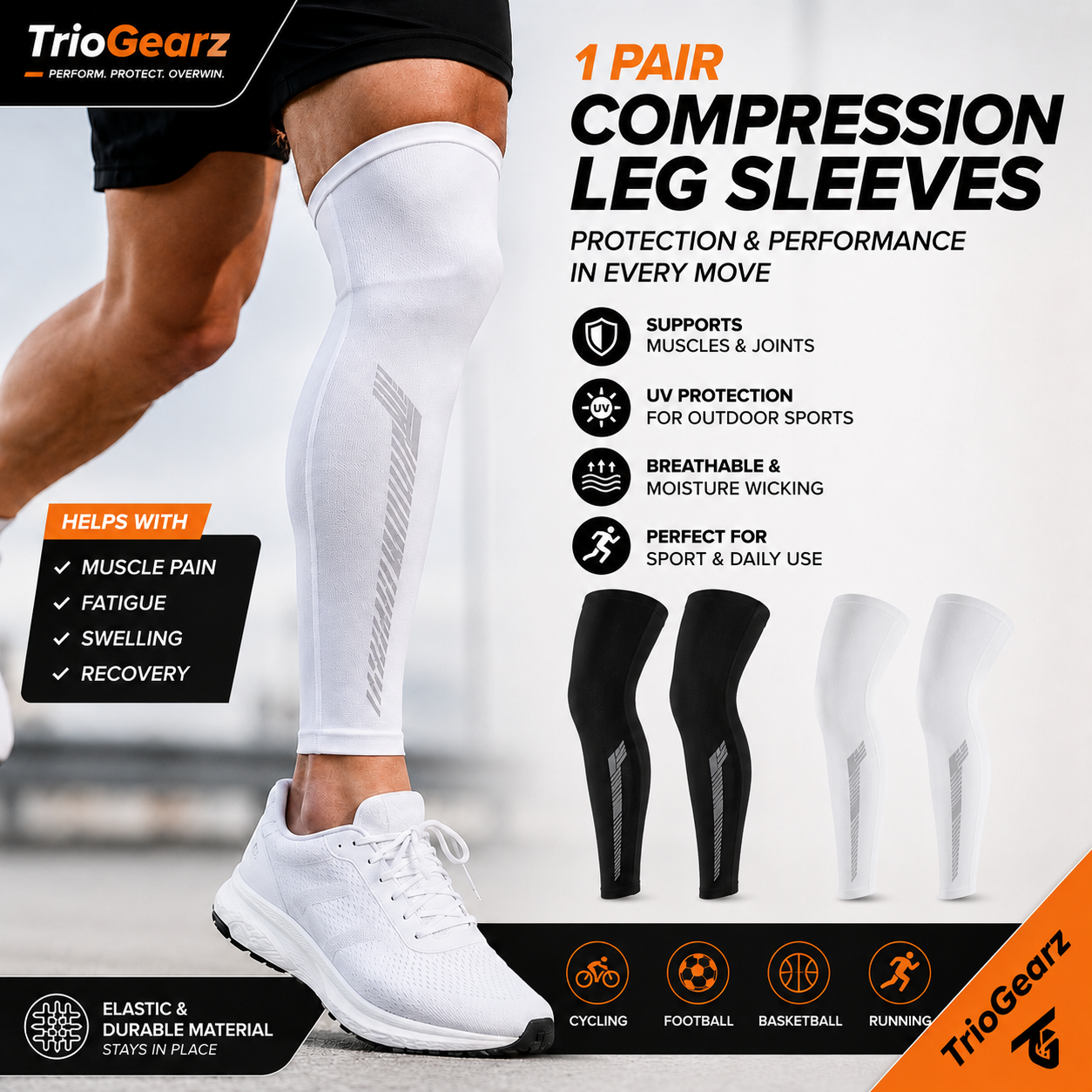 🦵 TrioGearz™ Compression Leg Sleeves (1 Pair)