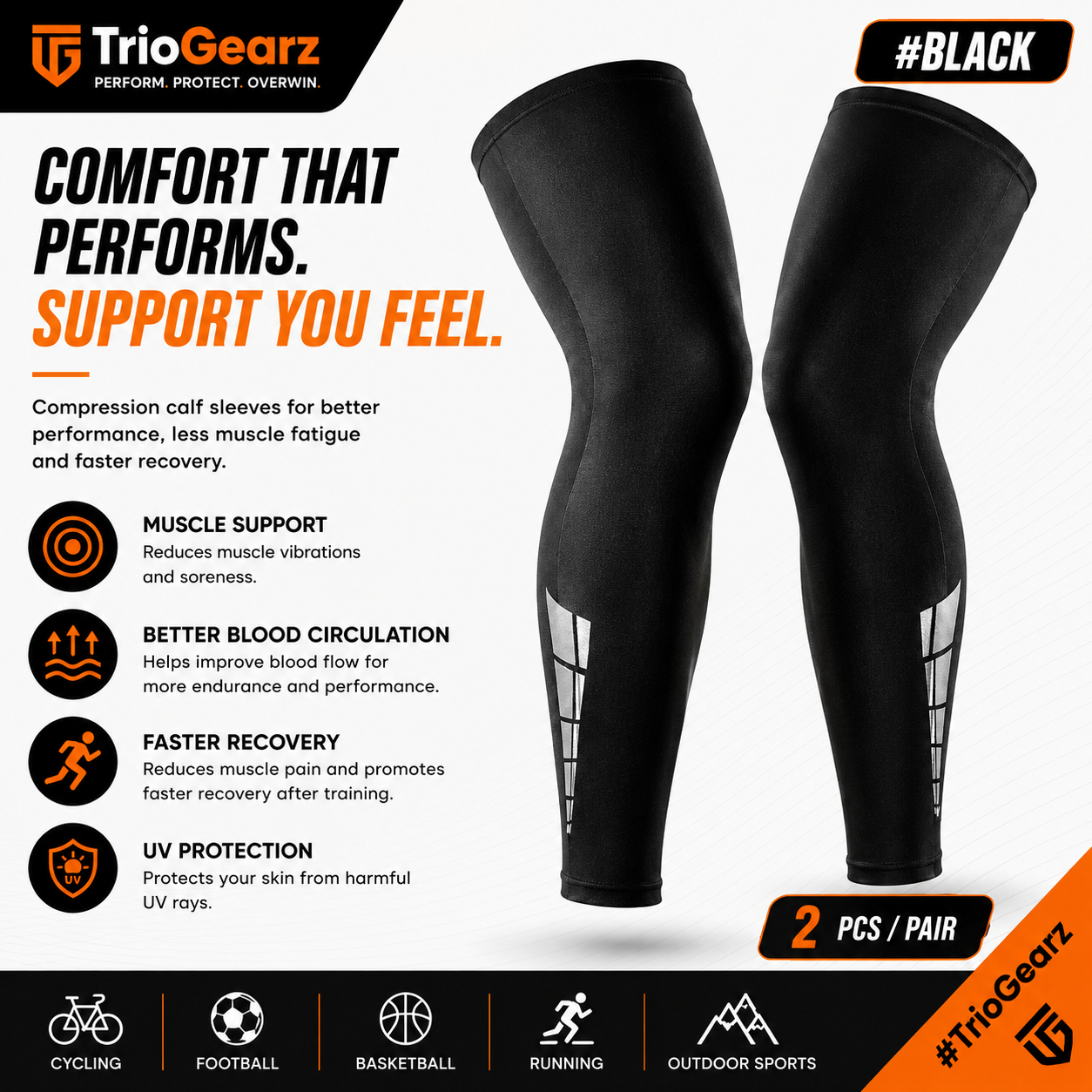 🦵 TrioGearz™ Compression Leg Sleeves (1 Pair)