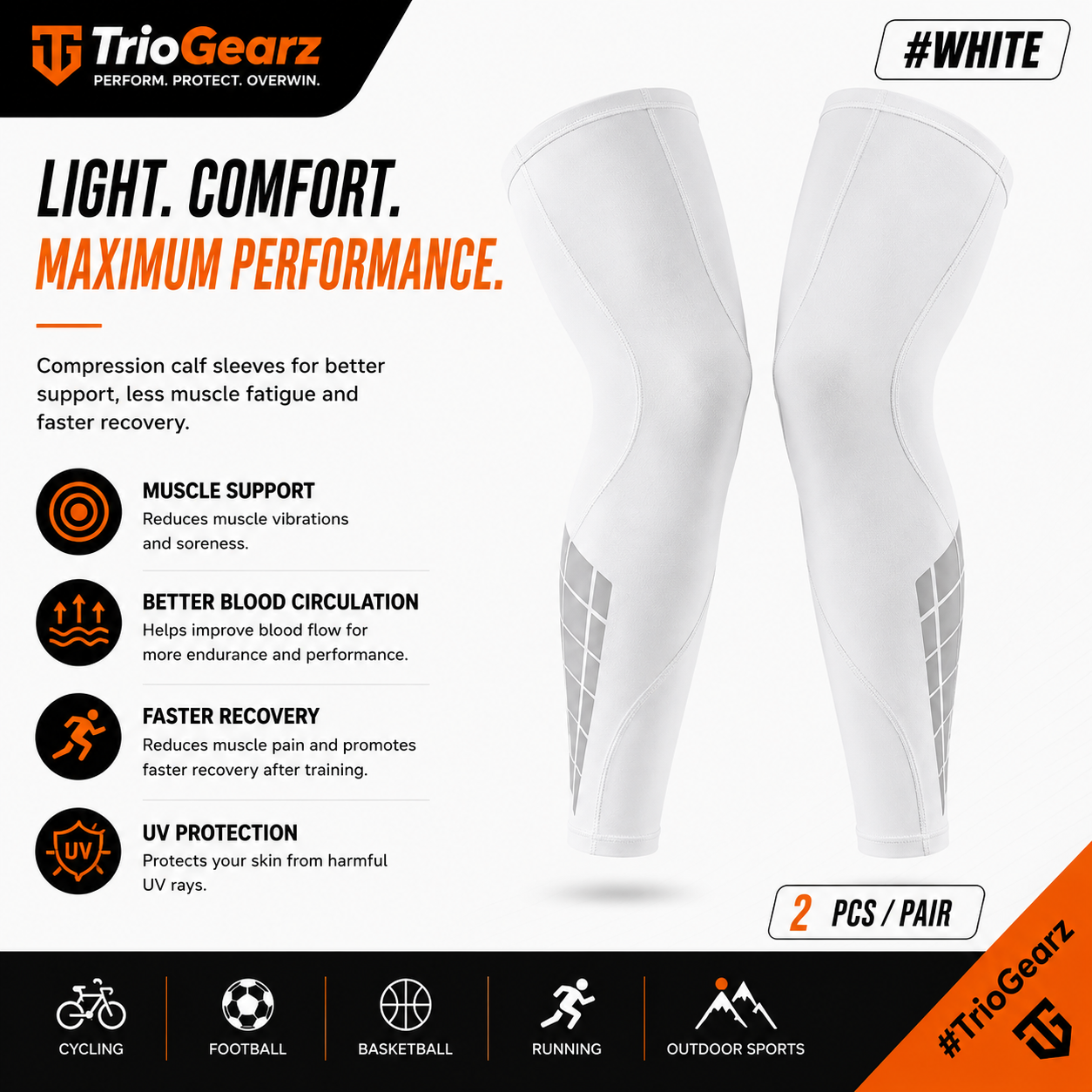 🦵 TrioGearz™ Compression Leg Sleeves (1 Pair)