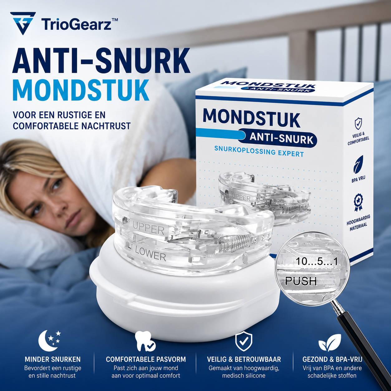 Anti-Snurk Mondbeschermer – Comfortabele Beugel tegen Snurken & Tandenknarsen