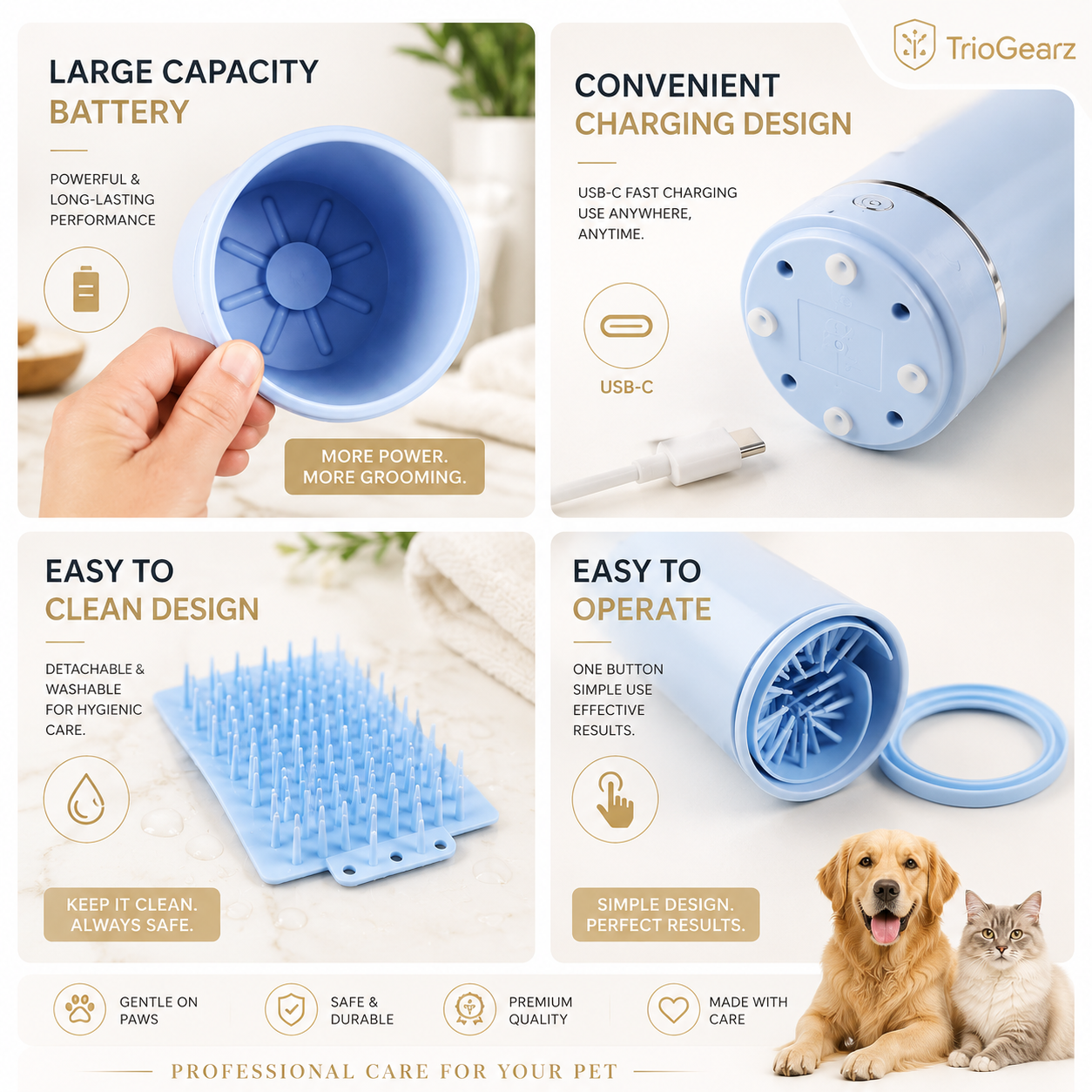 TrioGearz™ PawPure™ – Automatische Pootreiniger voor Honden & Katten 🐾
