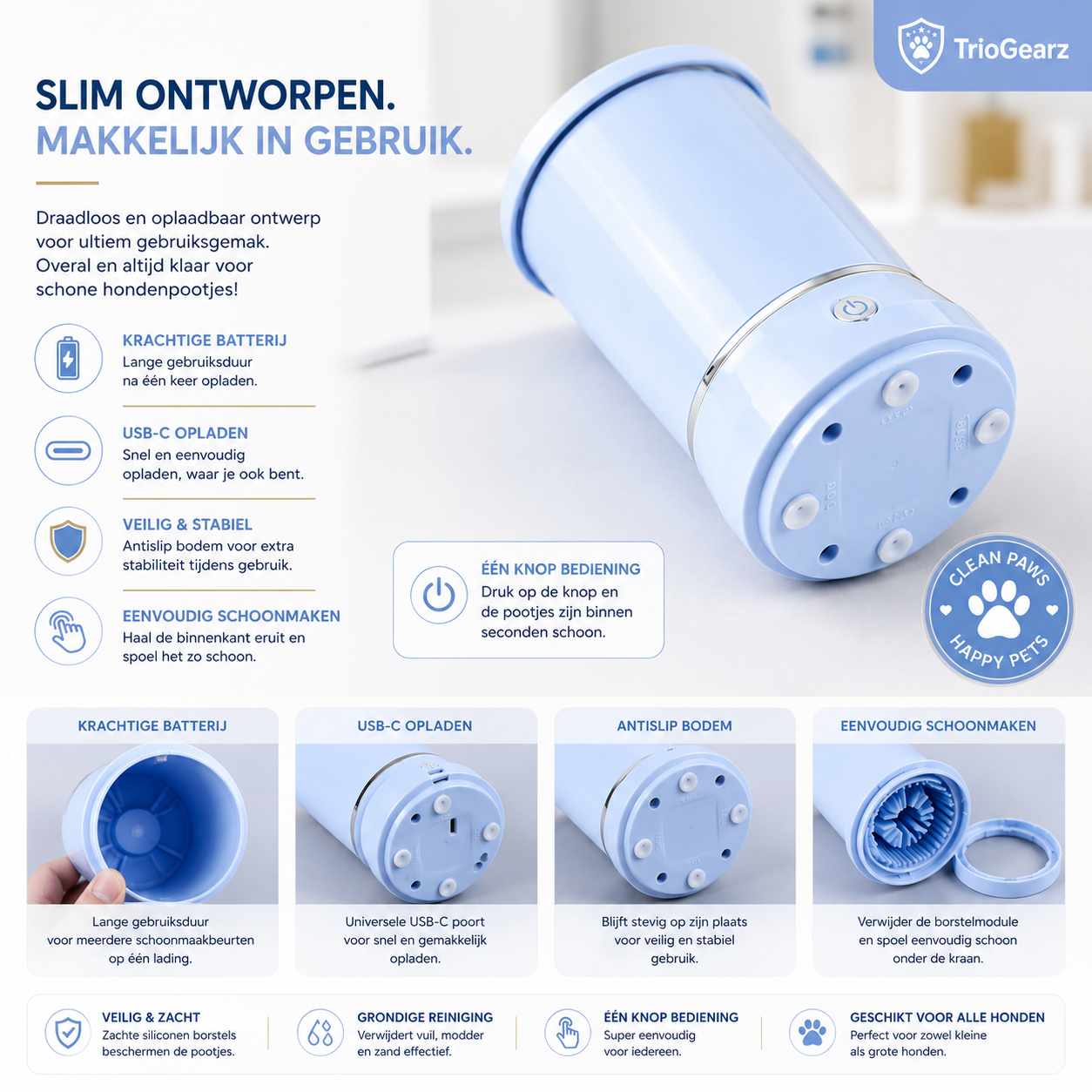 TrioGearz™ PawPure™ – Automatische Pootreiniger voor Honden & Katten 🐾