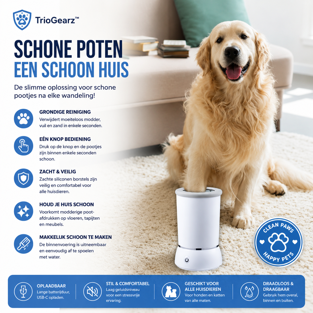 TrioGearz™ PawPure™ – Automatische Pootreiniger voor Honden & Katten 🐾