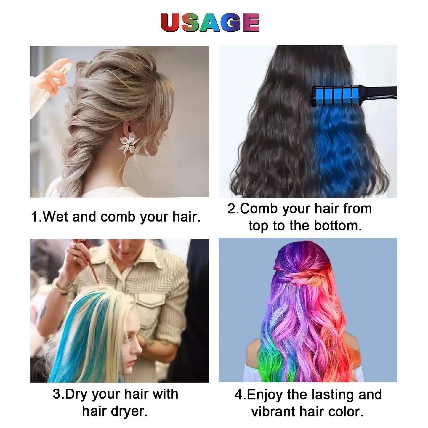 Multi Color Hair Dye Comb Set